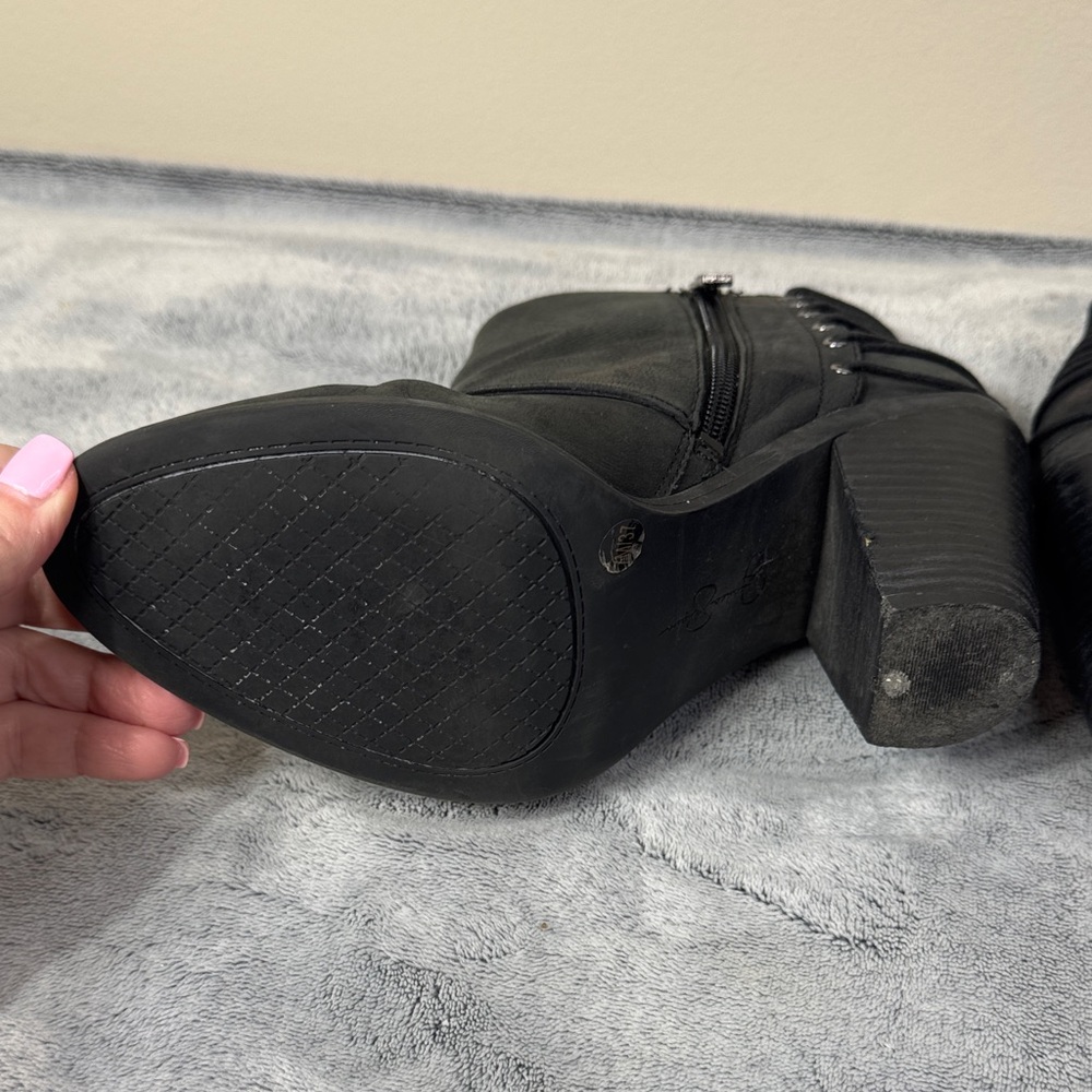Jessica Simpson JS-Calvery Black Leather Ankle Bootie - Size 7 - VGUC - Picture 10 of 15
